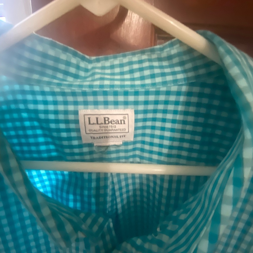 L.L. Bean Aqua Checkered Shirt